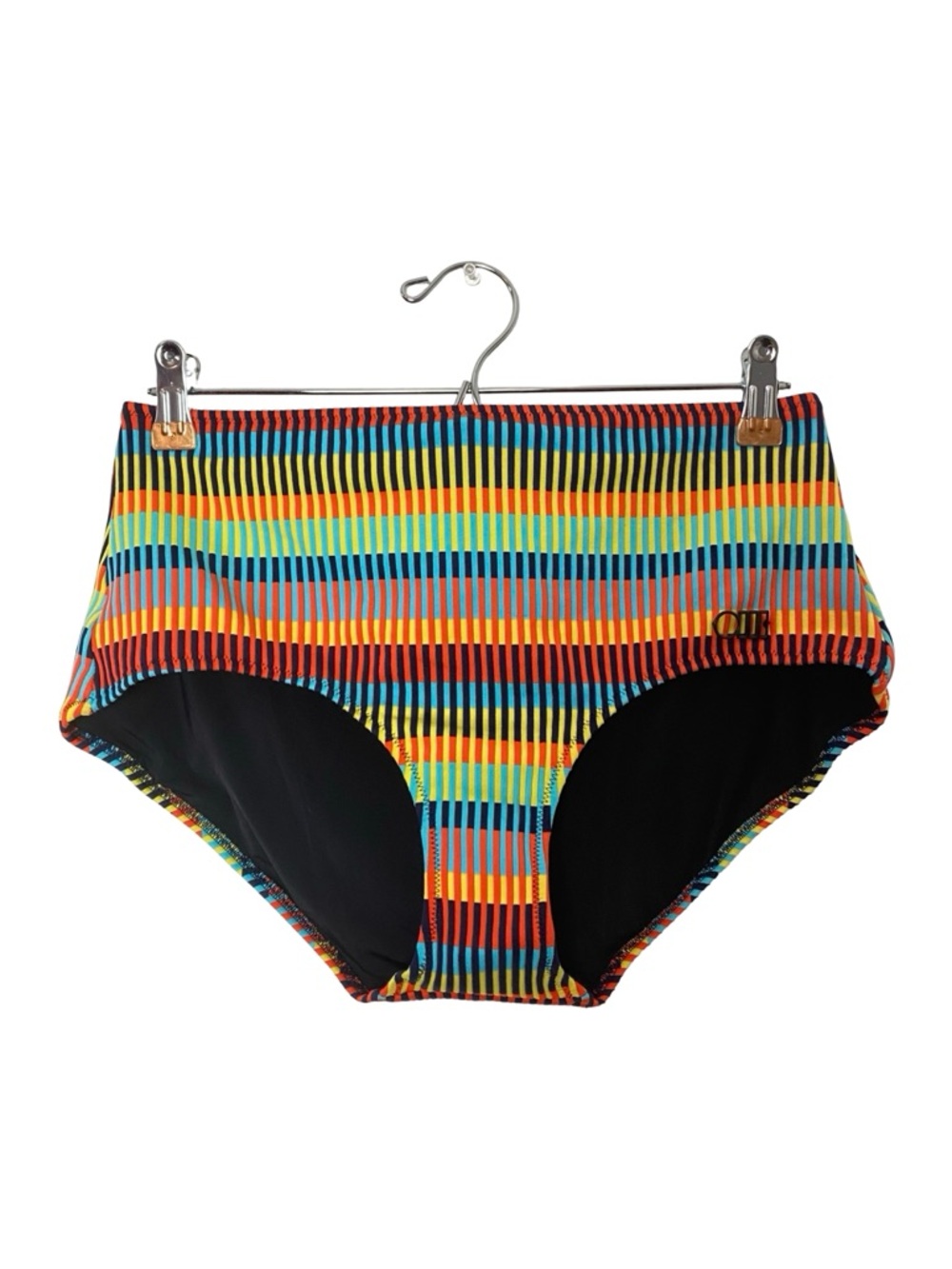 Solid & Striped High Rise Waist Bikini Bottom Womens Size Large Technicolor